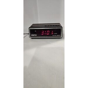 Vintage Spartus Model 1108 Red LED Digital Alarm Clock Faux Wood Tested Works